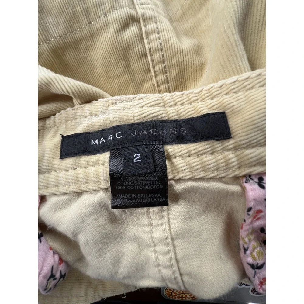 Marc Jacobs Vintage Y2K Cream Corduroy Heart Pocket Mini Skirt Size 2